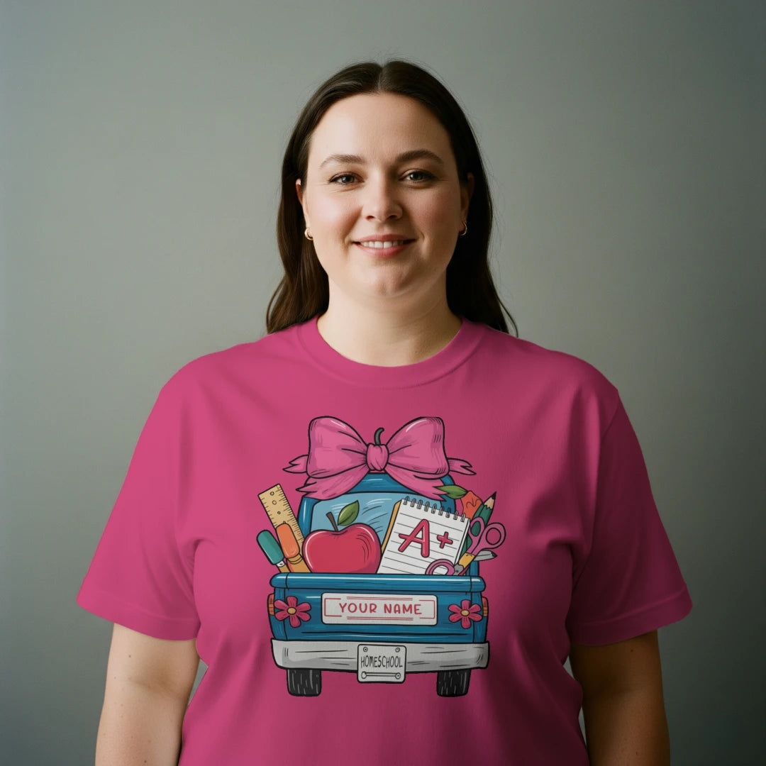 🚚🎀 Homeschool Hauler Tee – Customize Your Ride! 🍎✏️