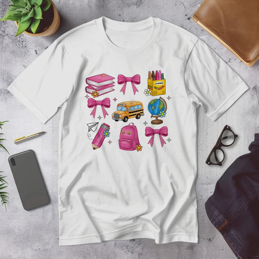 🎀 School Day Sweetness Grid Tee 🍎✨