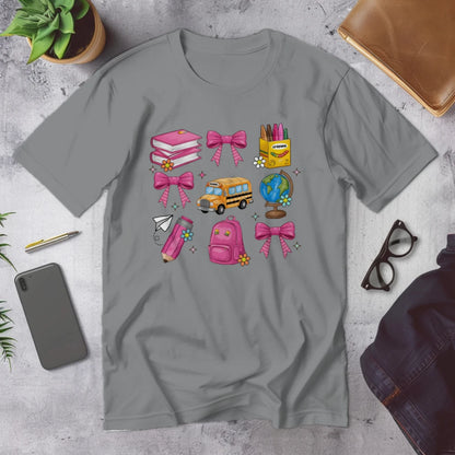 🎀 School Day Sweetness Grid Tee 🍎✨