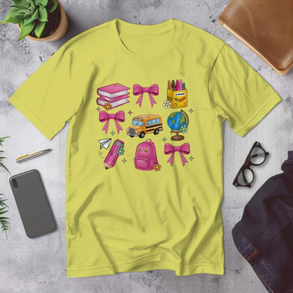 🎀 School Day Sweetness Grid Tee 🍎✨
