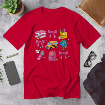 🎀 School Day Sweetness Grid Tee 🍎✨