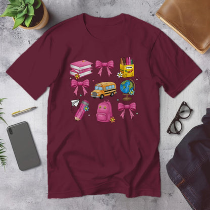🎀 School Day Sweetness Grid Tee 🍎✨