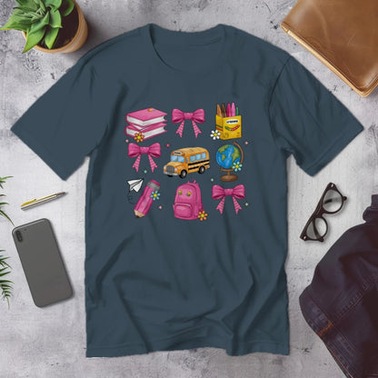 🎀 School Day Sweetness Grid Tee 🍎✨