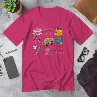 🎀 School Day Sweetness Grid Tee 🍎✨