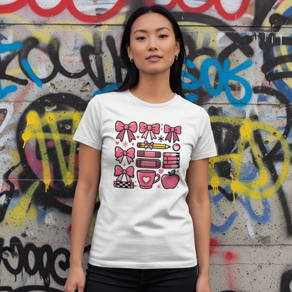 🎀 Teacher's Grid Tee – Pink Edition 📚💖