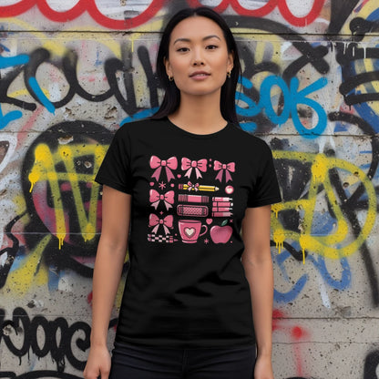 🎀 Teacher's Grid Tee – Pink Edition 📚💖
