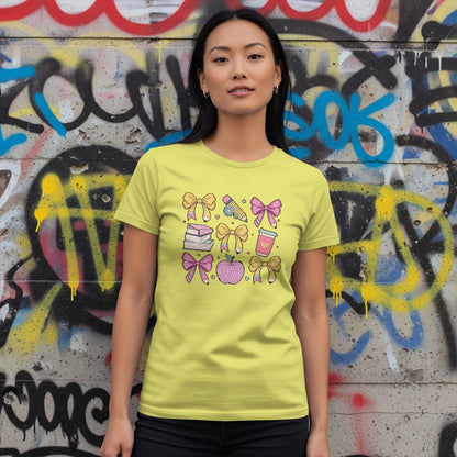 🎀✨ Pastel Teacher’s Grid Tee 🍎📚