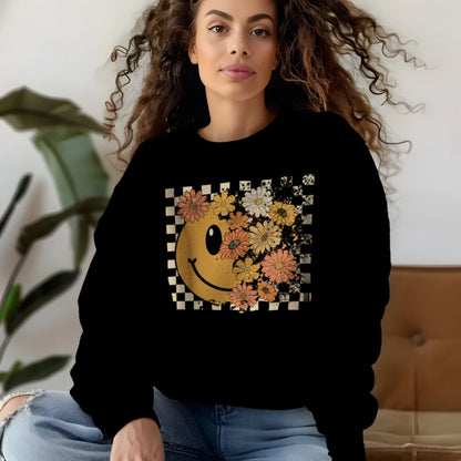 😊🌼 Groovy Floral Checkered Smiley🌼😊