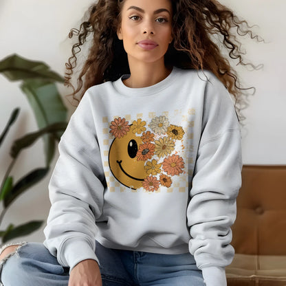 😊🌼 Groovy Floral Checkered Smiley🌼😊