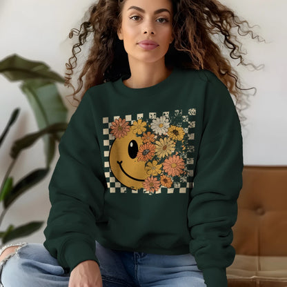 😊🌼 Groovy Floral Checkered Smiley🌼😊