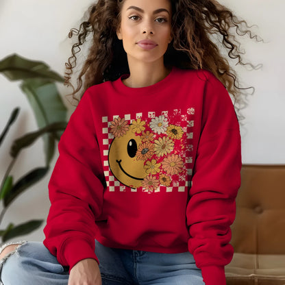 😊🌼 Groovy Floral Checkered Smiley🌼😊