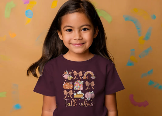🎃☕ Fall Vibes Grid Tee ☕🎀