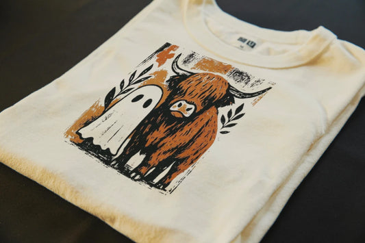 👻🐂 Ghost & Highland Cow Tee 🍂✨