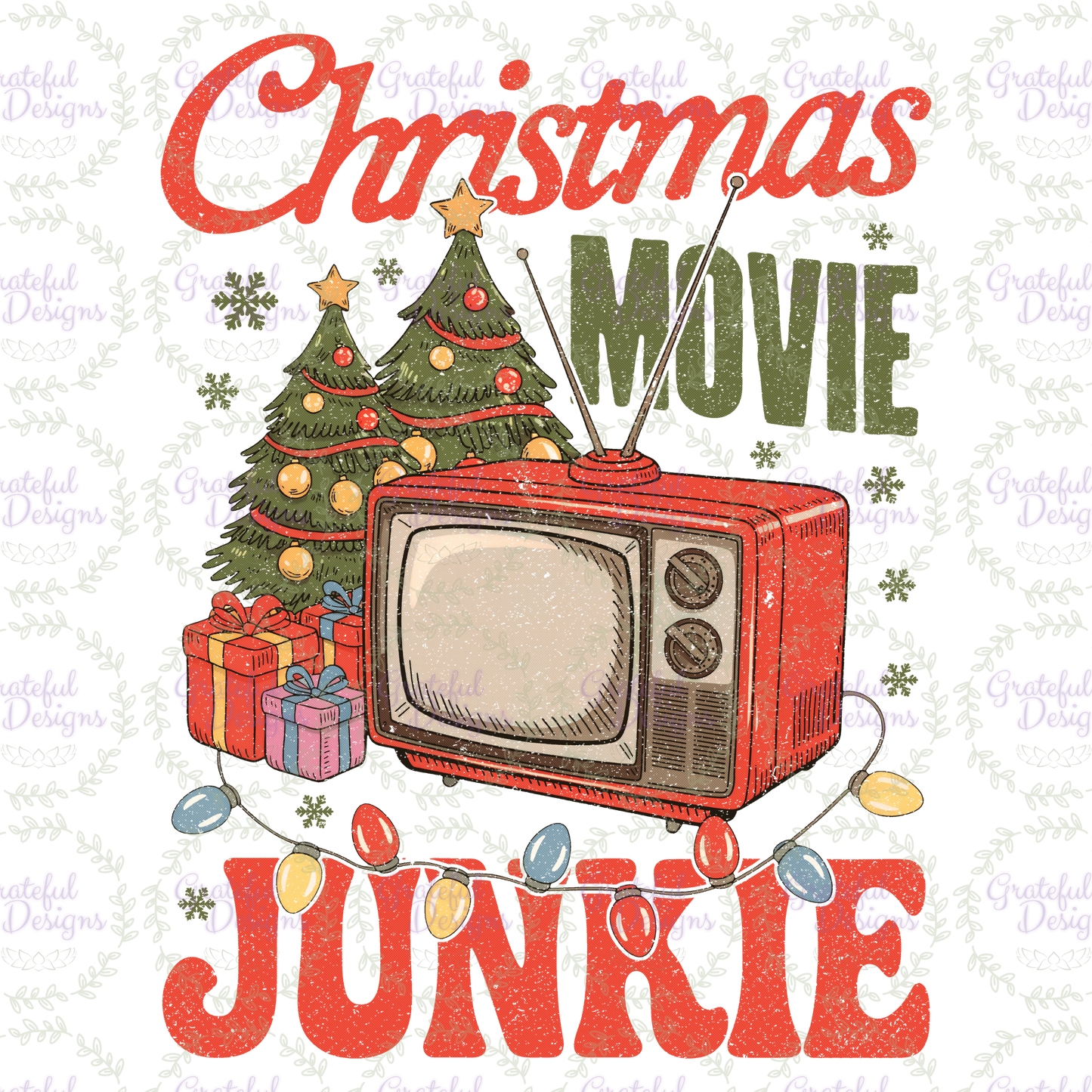 🎄📺 “Christmas Movie Junkie” Retro Holiday Tee 🍿✨