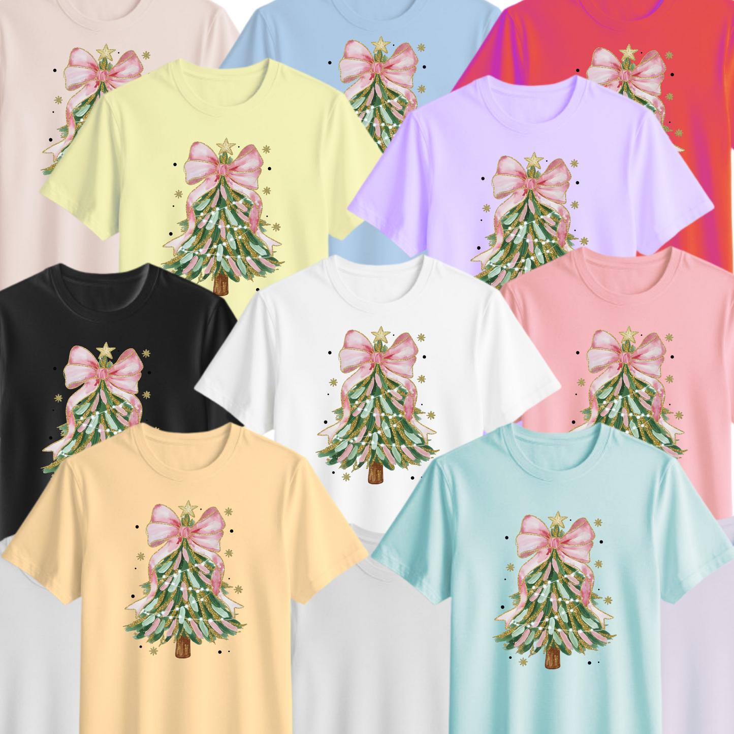 🎀🎄 Pink Bow Christmas Tree Tee 🎀🎄
