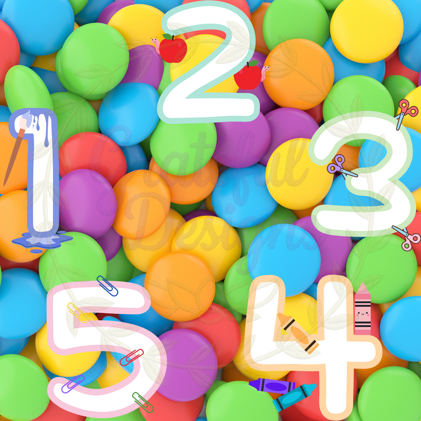 🎨🖍️🍎 UV DTF Stickers - Playful Numbers Collection 🍎🖍️🎨