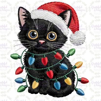 😻🎅 “Christmas Kitty Lights” Faux-Embroidery Tee ✨🐾