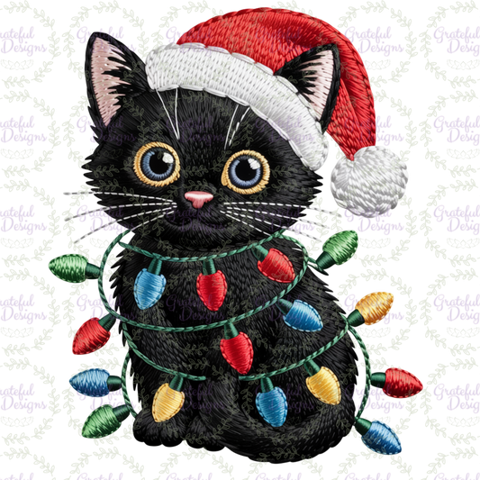 😻🎅 “Christmas Kitty Lights” Faux-Embroidery Tee ✨🐾