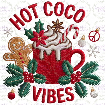 ☕🎅 “Hot Cocoa Vibes” Embroidered-Style ☕🎅