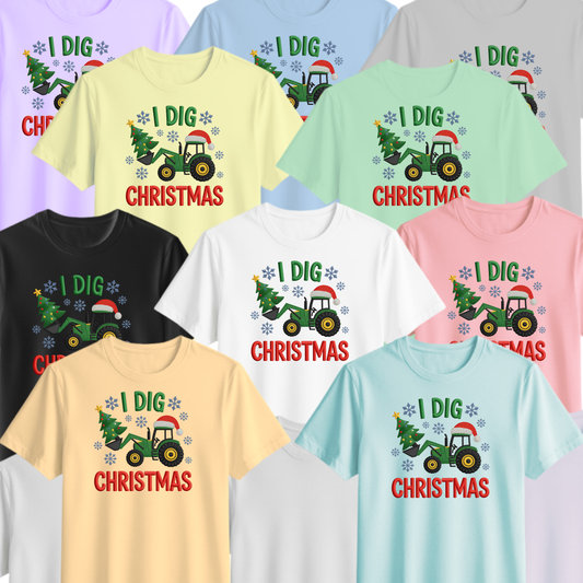 🎄🚧I Dig Christmas” Faux-Embroidery Tee 🚧🎄