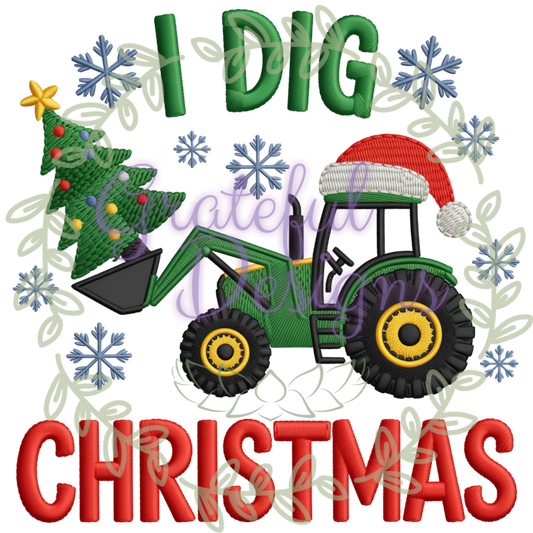 🎄🚧I Dig Christmas” Faux-Embroidery Tee 🚧🎄