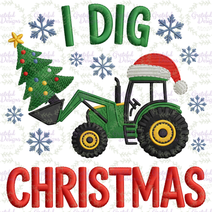 🎄🚧I Dig Christmas” Faux-Embroidery Tee 🚧🎄