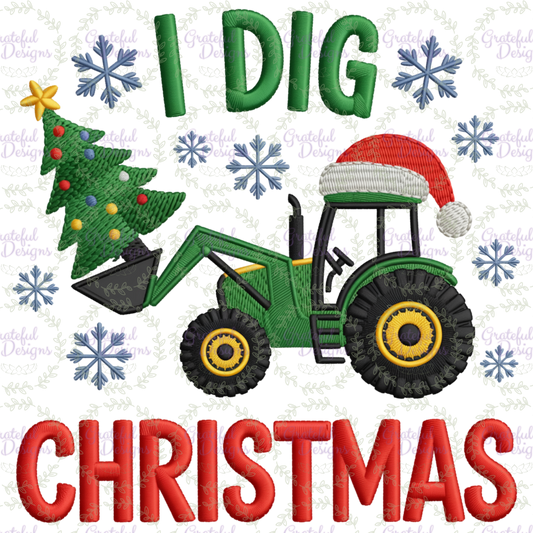 🎄🚧I Dig Christmas” Faux-Embroidery Tee 🚧🎄