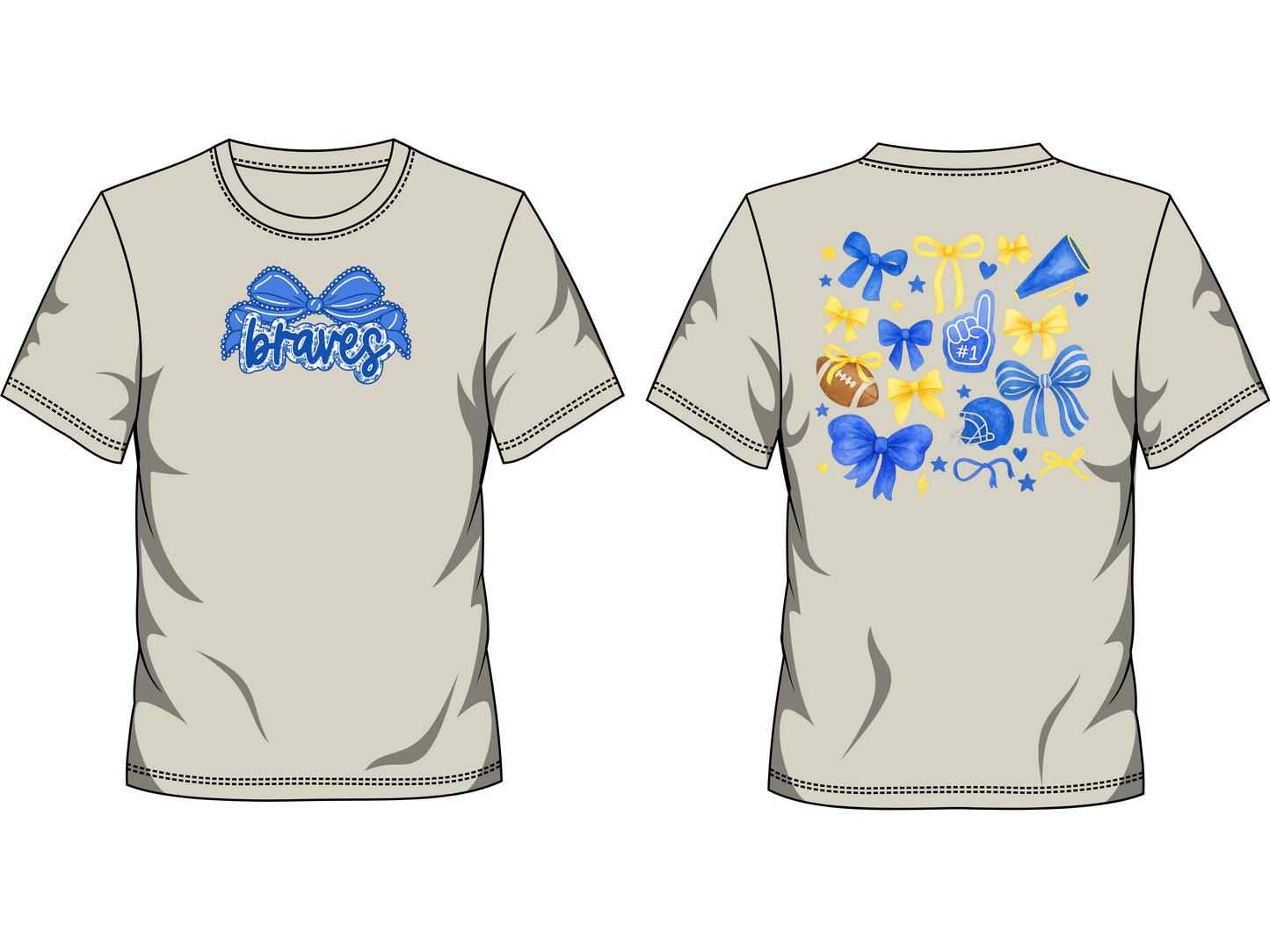 🎀 Braves Spirit Bow Tee | School Pride & Game Day Shirt 💙🏈⭐ (CUSTOM)