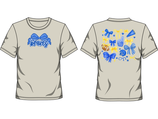 🎀 Braves Spirit Bow Tee | School Pride & Game Day Shirt 💙🏈⭐ (CUSTOM)