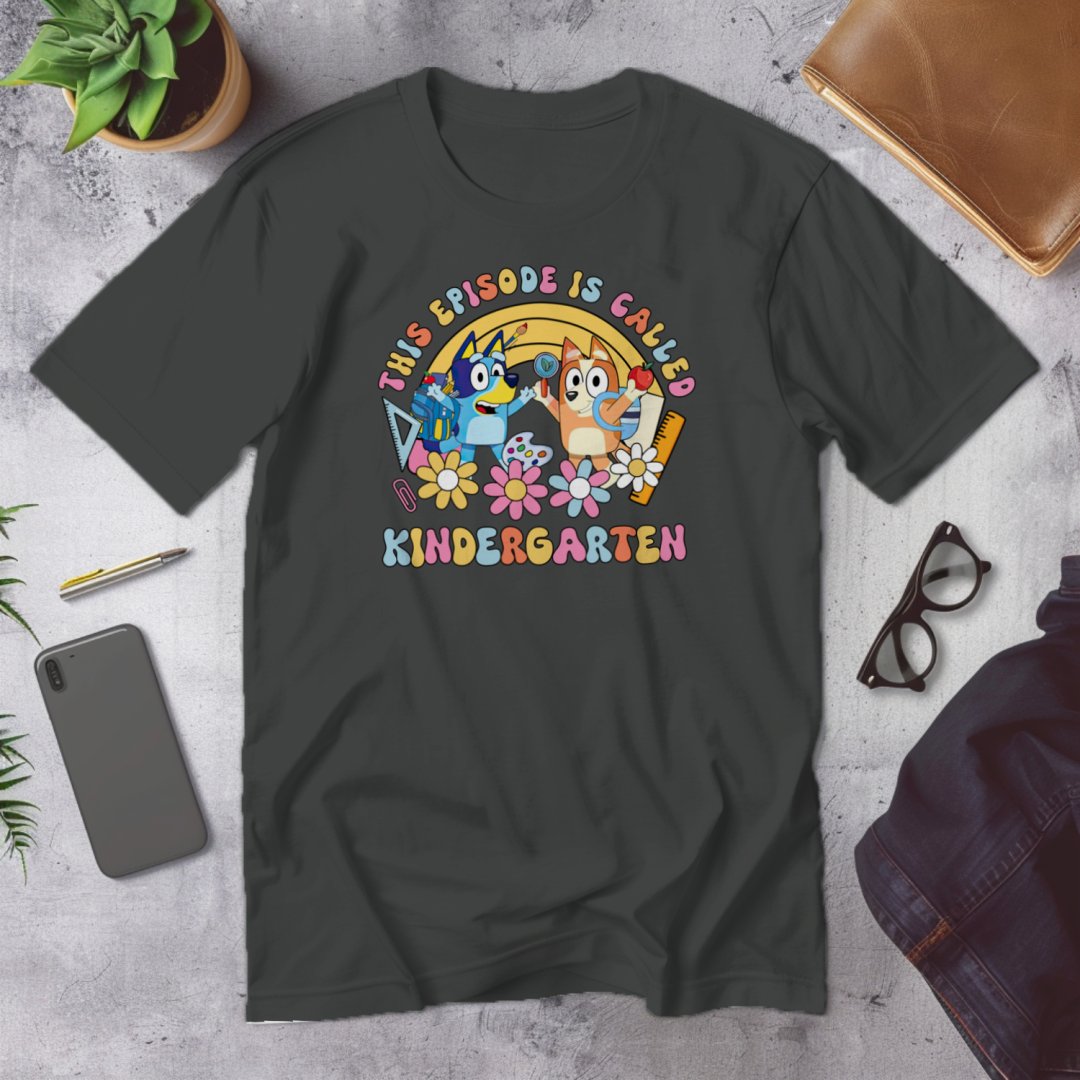 🎬🖍️ "This Episode is Called Kindergarten" – Big Kid Debut Tee 💙🐾