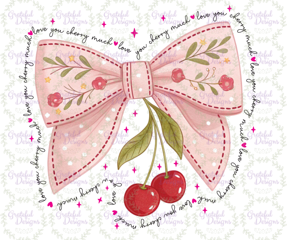 🍒🎀Love You Cherry Much Pink Bow Design🍒🎀