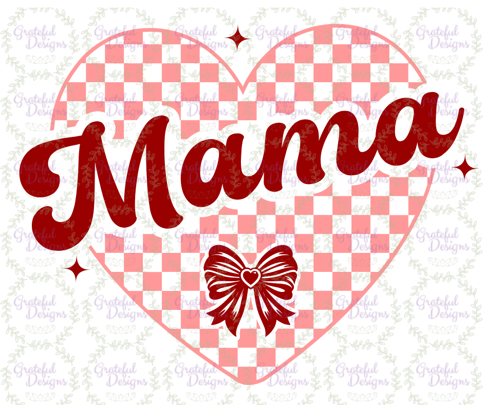 🎀✨Mama Checkered Heart Design🎀✨