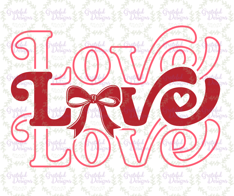 💕Red Love Love Love Bow Valentine Design💕