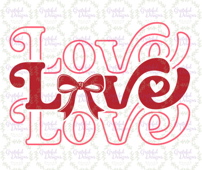 💕Red Love Love Love Bow Valentine Design💕