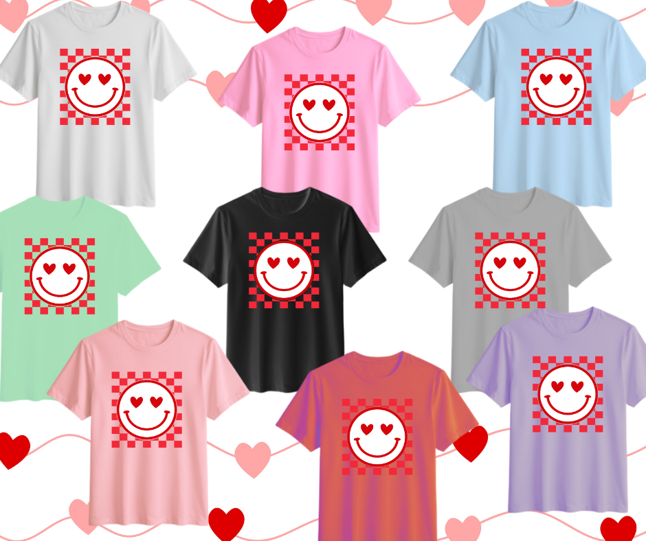 😍“Heart Eyes White Smiley” Retro Valentine Tee 😍