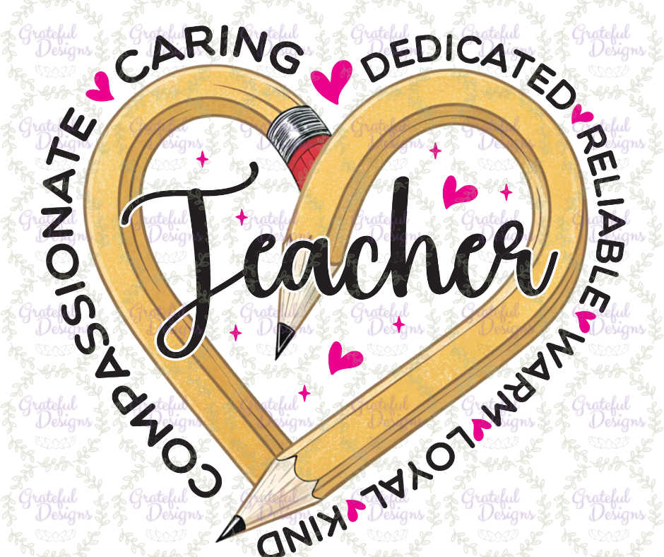 🍎✏️Teacher Pencil Heart Design🍎✏️