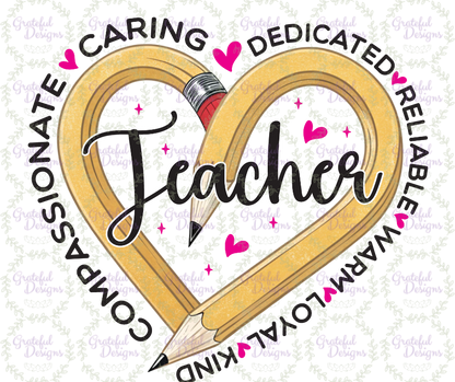 🍎✏️Teacher Pencil Heart Design🍎✏️
