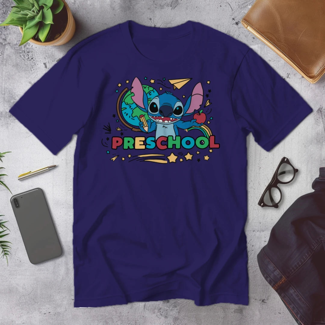 🌺🌀 "Preschool? Ohana Means I'm Ready!" – Stitch Style Tee 🧸💙