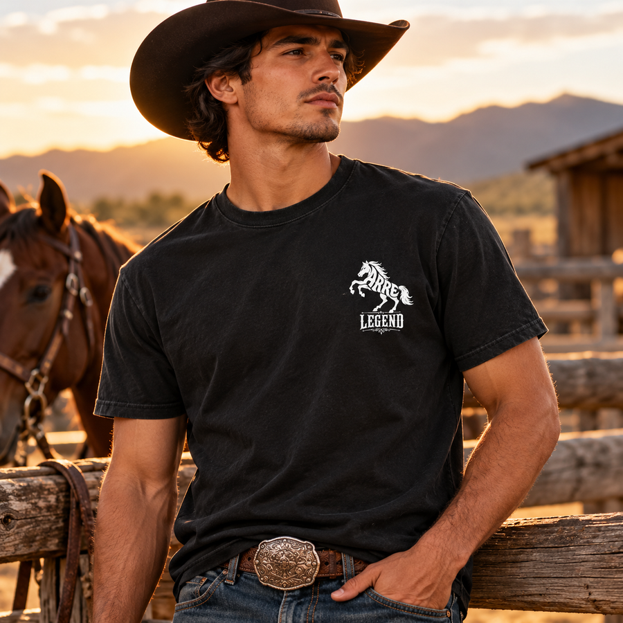 ARRE Legend black tee with white pocket logo